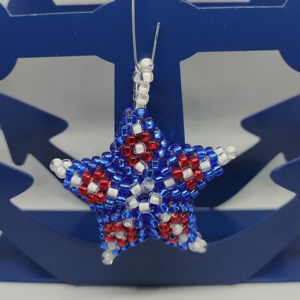Handmade 3D Seed Bead Christmas Holiday Ornament